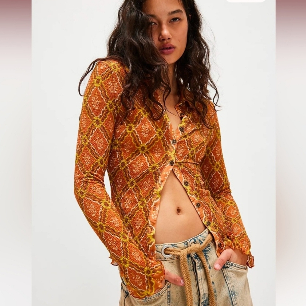Free People Caught A Feeling Cardi In Cinnamon Combo NWOT